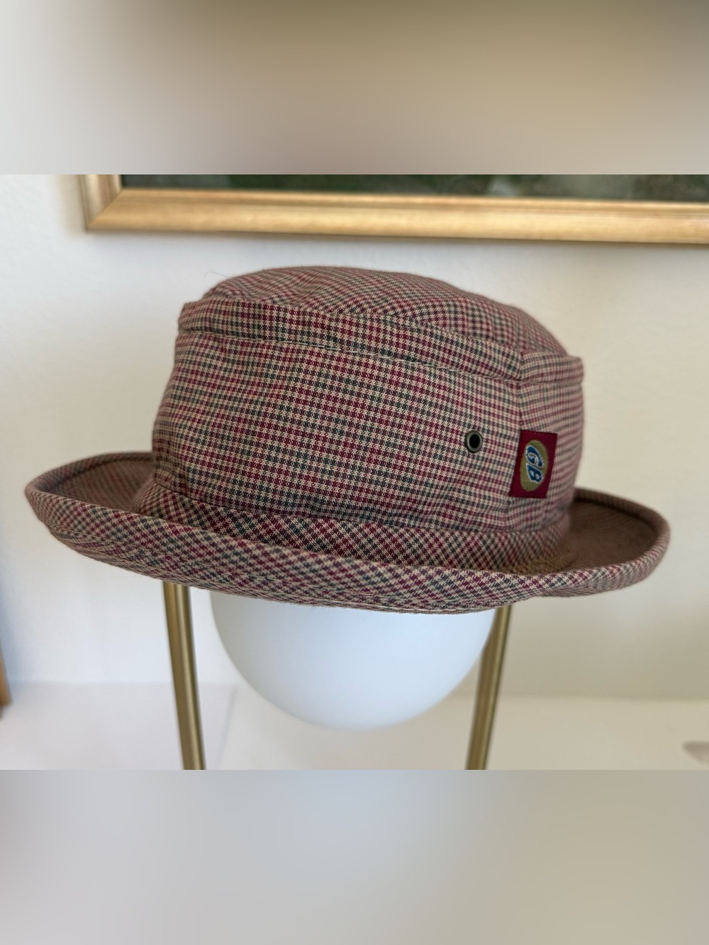 Vintage GB Pony One Up Bucket Hat Plaid Made USA Golf Unisex